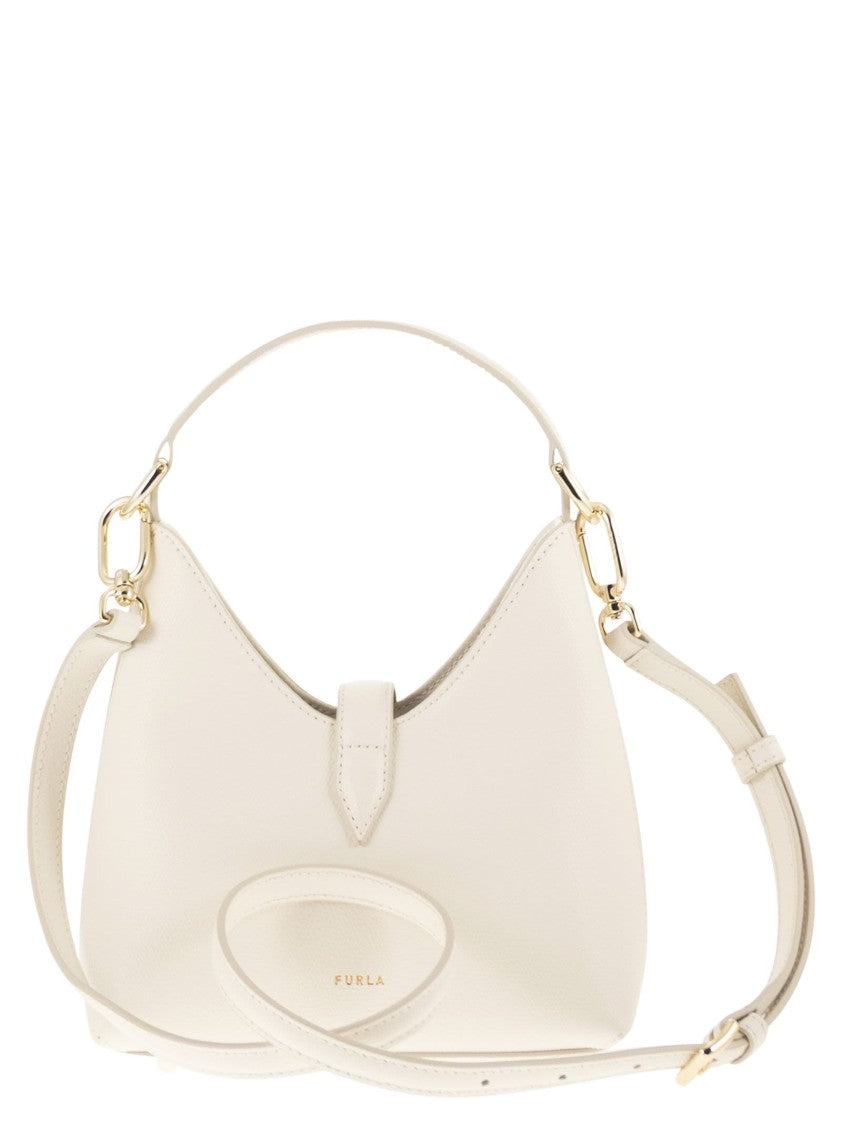 Furla Mini Trapezoidal Leather Hobo Bag With Iconic Hardware
