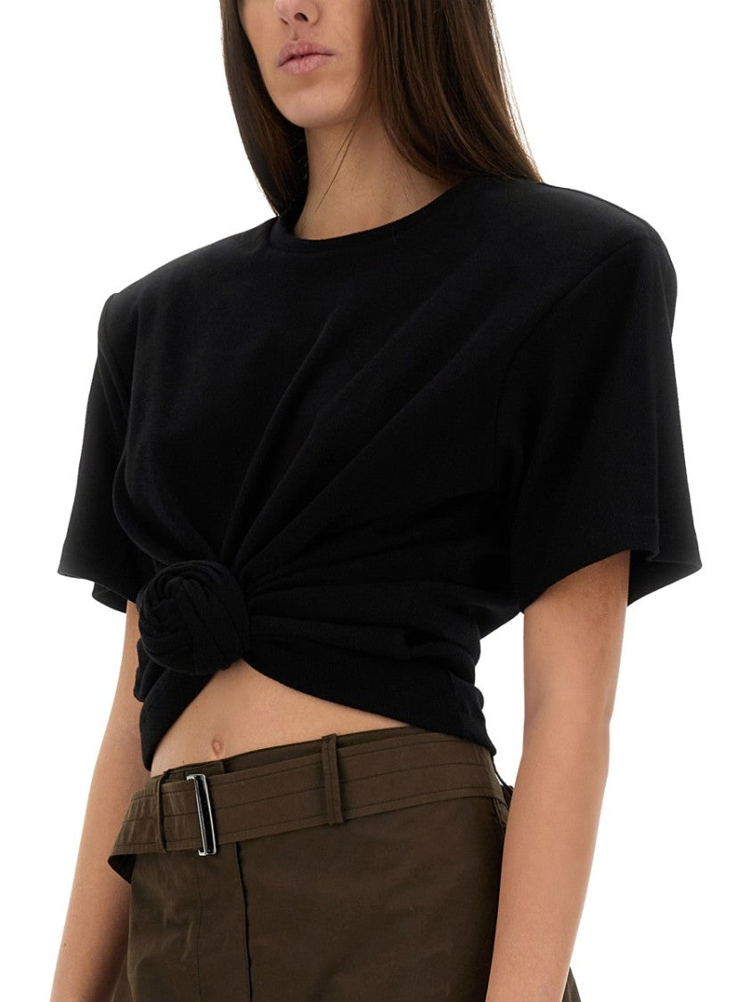Magda Butrym Cropped Knotted T-Shirt With Twist Design