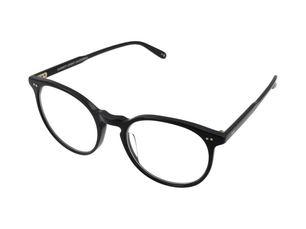 Garrett Leight Round Black Metallic Detail Optical Glasses