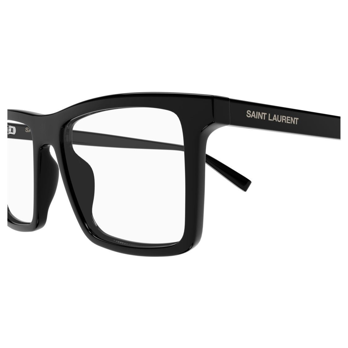 Saint Laurent Rectangular Black Frame Sunglasses With Glossy Finish