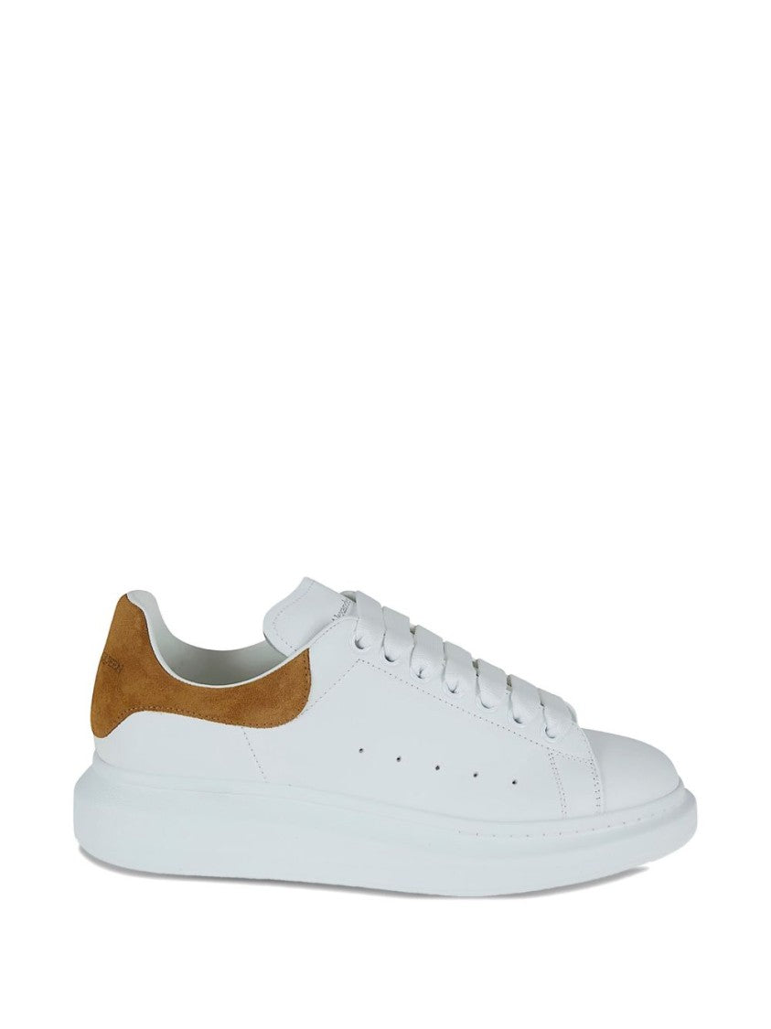 Alexander Mcqueen Calf Leather Sneakers With Contrasting Suede Heel Tab