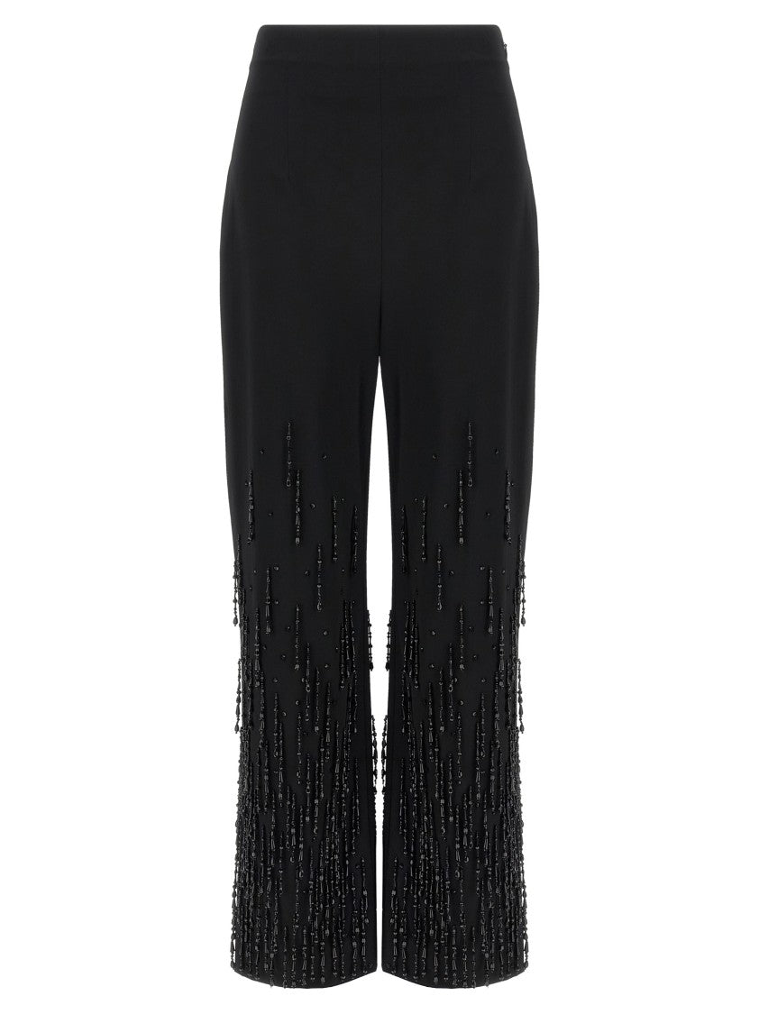 Alberta Ferretti Beaded High-Waisted Stretch Wool Pants