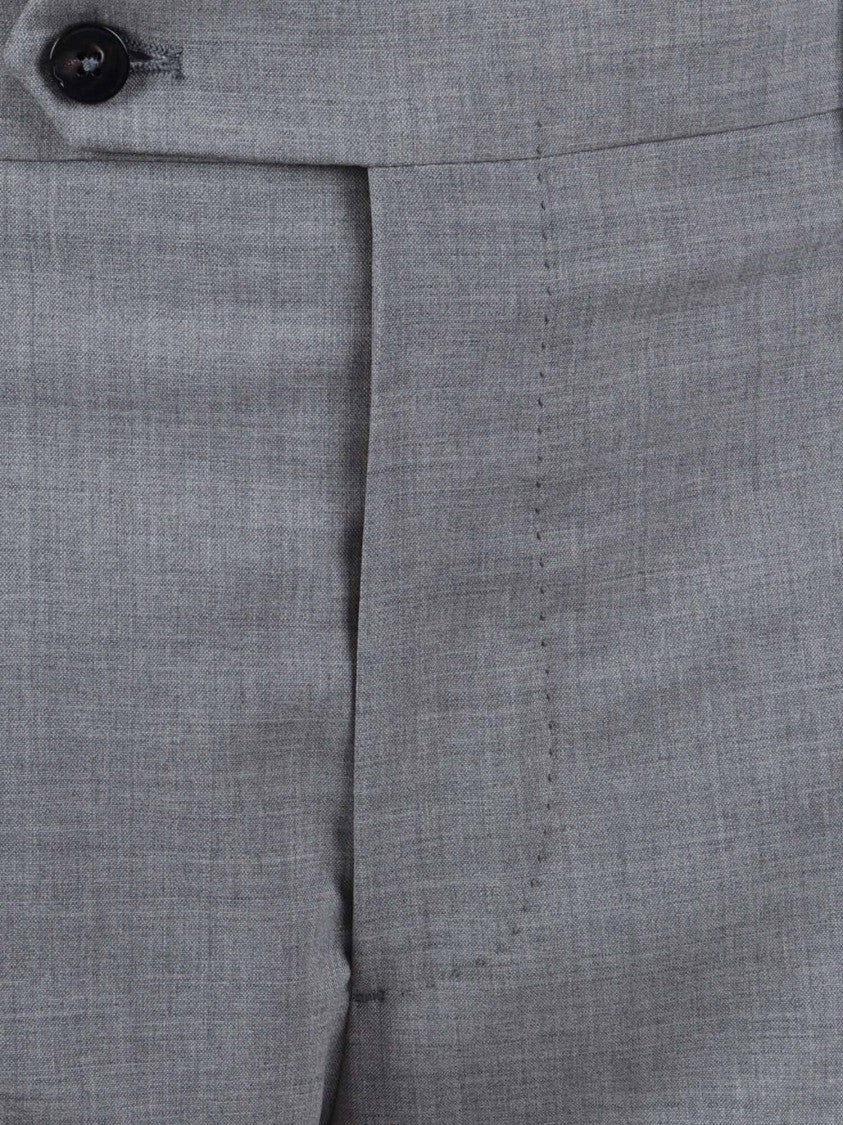 Berwich Grey Cuffed Tailored Tapered Straight-Leg Pants