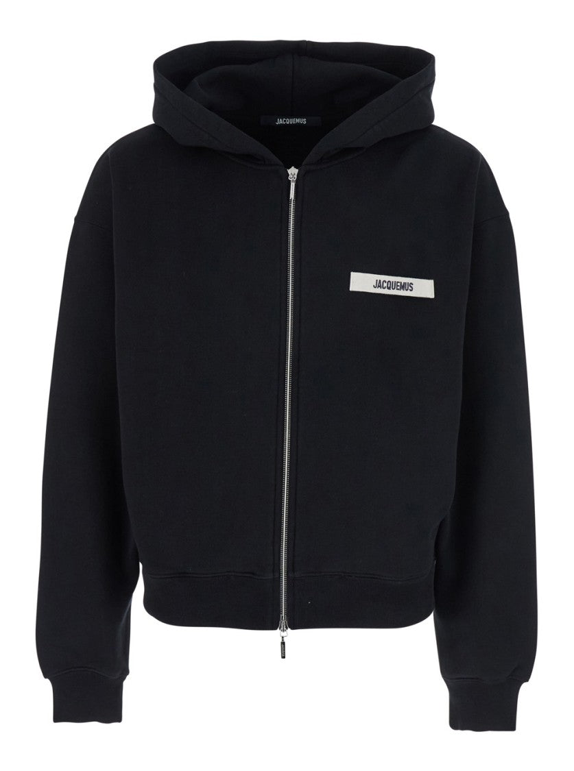 Jacquemus Cropped Black Zip Hoodie