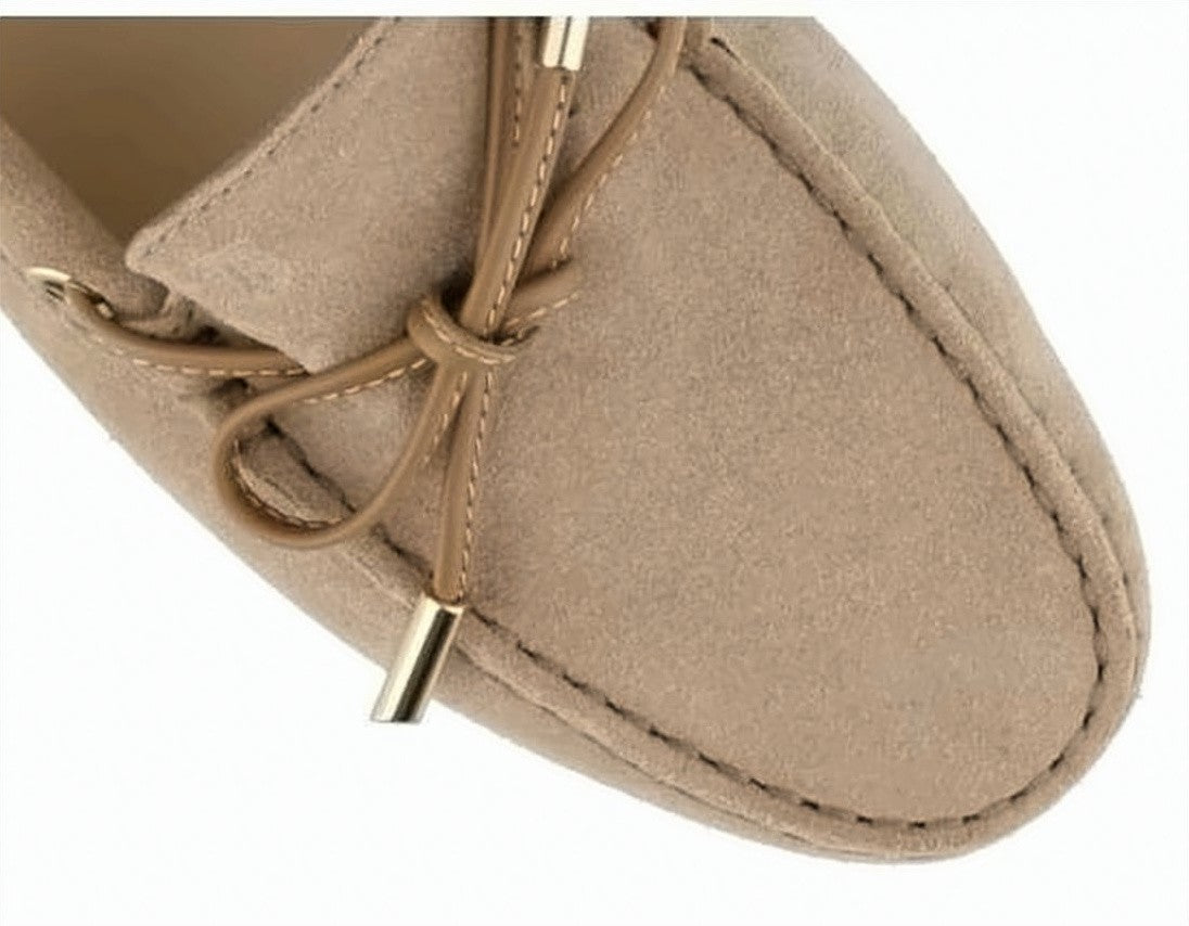 Tod's Suede Moccasin Loafers With Decorative Bow And Rubber Sole