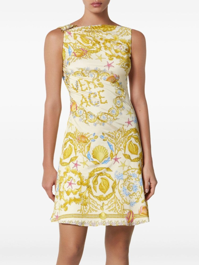 Versace Ivory Yellow Floral Mini Dress