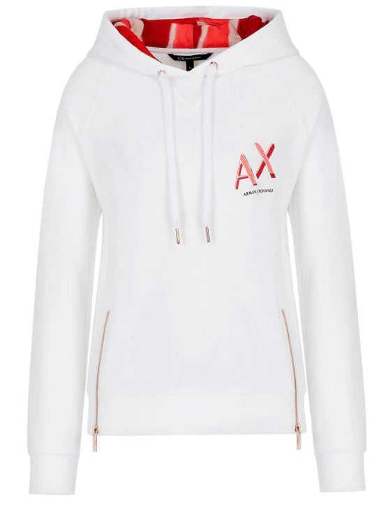 Armani Exchange Organic Cotton Sweatshirt With Patterned Hood