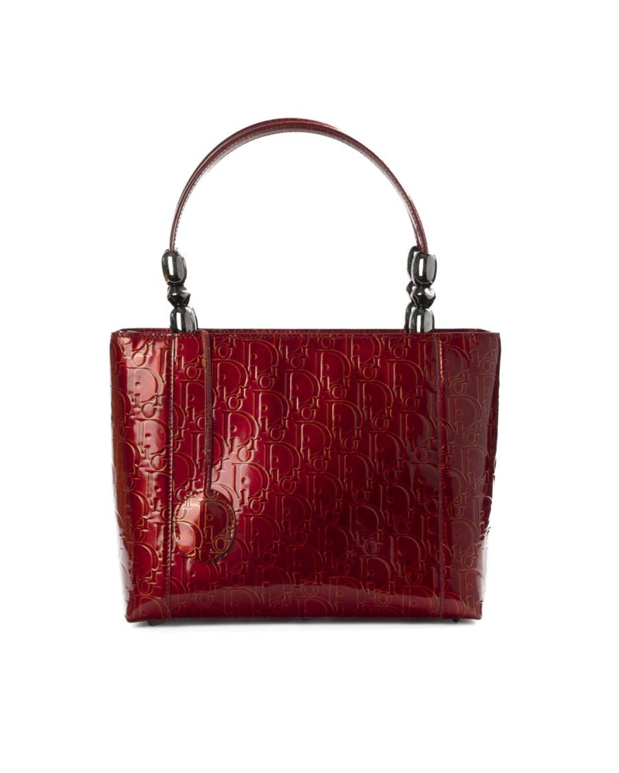 Dior Red Oblique Malice Medium Patent Leather Tote Bag