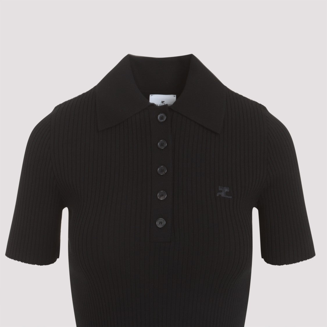 Courrèges Fitted Black Ribbed T-Shirt