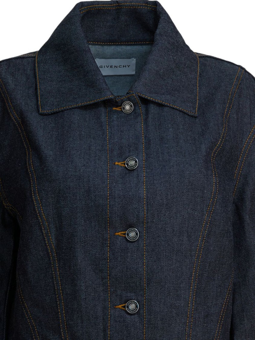 Givenchy Blue Silk And Nylon Hooded Jacket