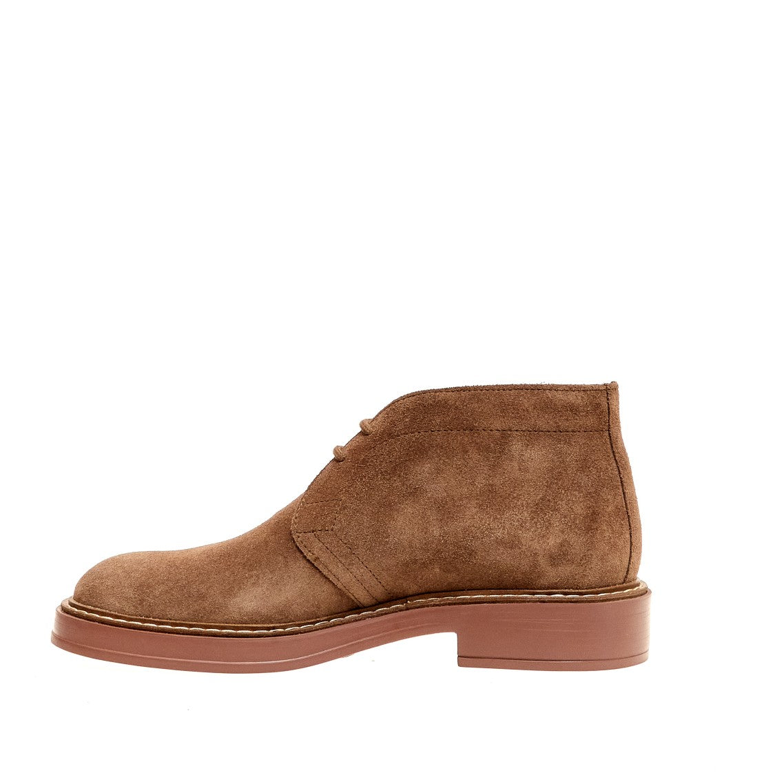 Tod's Walnut Suede Ankle Boot With Extralight Brick Sole
