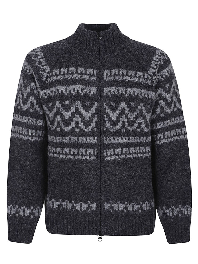 C.P. Company Zip-Up Wool Sweater With Patterned Knit Design