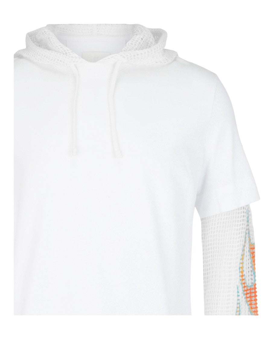 Givenchy Overlapped Hooded T-Shirt In Cotton And Mesh