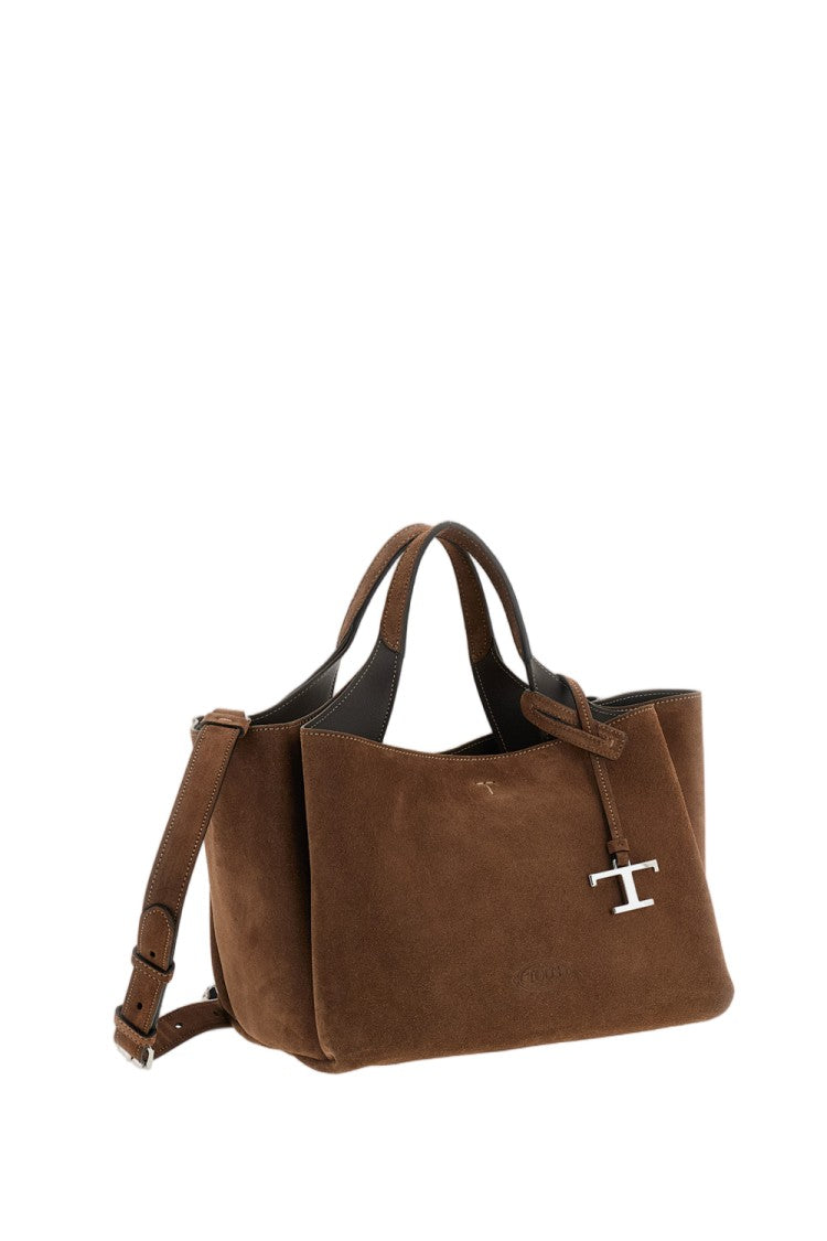 Tod's Mini Suede Handbag With Iconic Branding And Versatile Strap