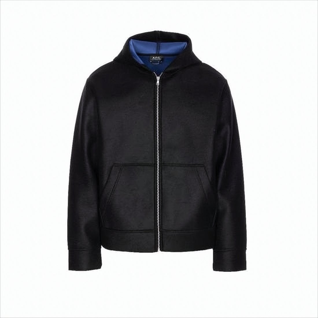 A.P.C. Black Hoodie With Contrasting Blue Lining