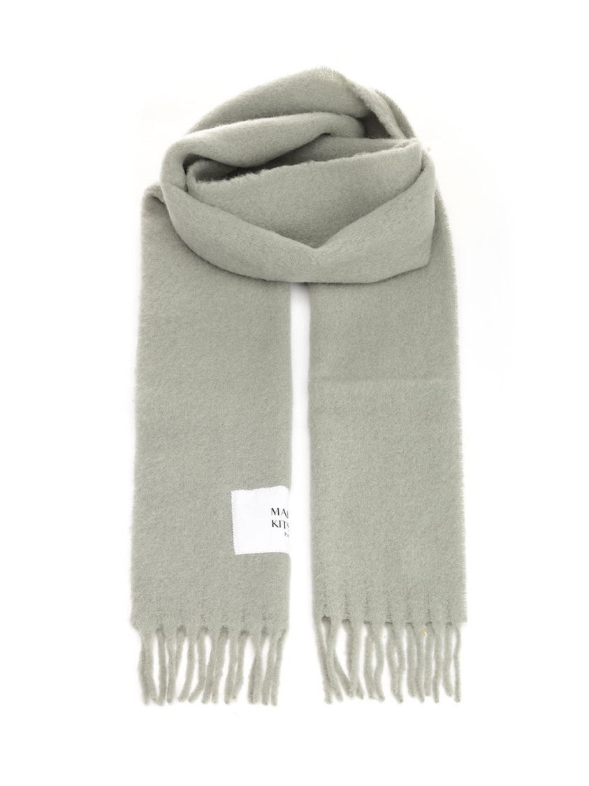 Maison Kitsuné Green Soft Fabric Scarf With Versatile Rectangular Shape