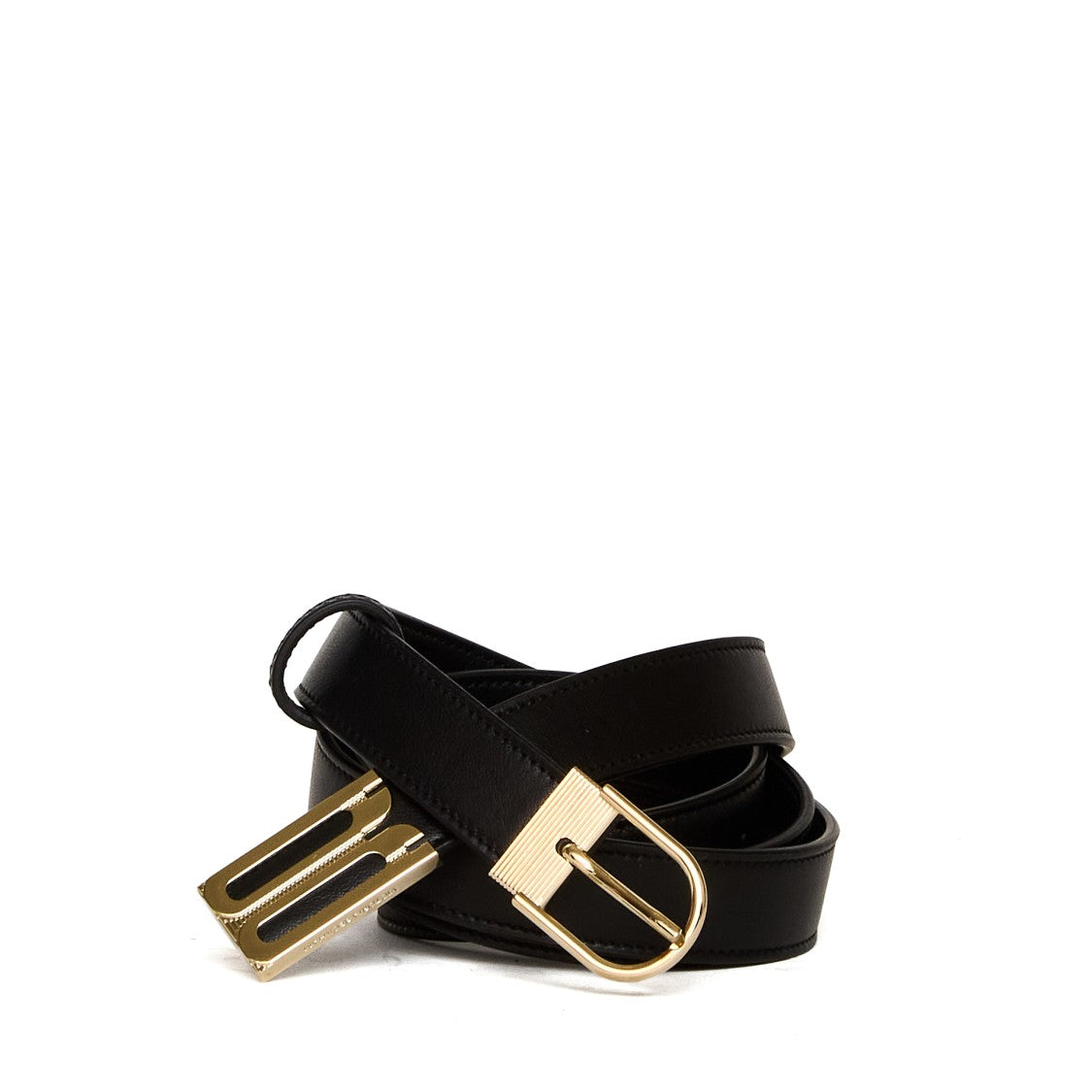 Victoria Beckham Gold Buckle Smooth Vitello Leather Belt