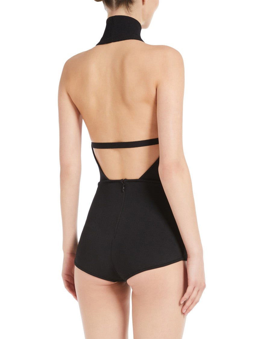 Max Mara High Neck Ribbed Top With Back Cutout