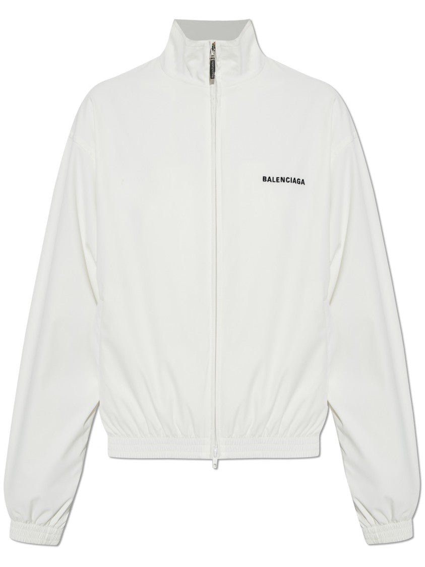 Balenciaga White Tracksuit High Collar Polyester Jacket