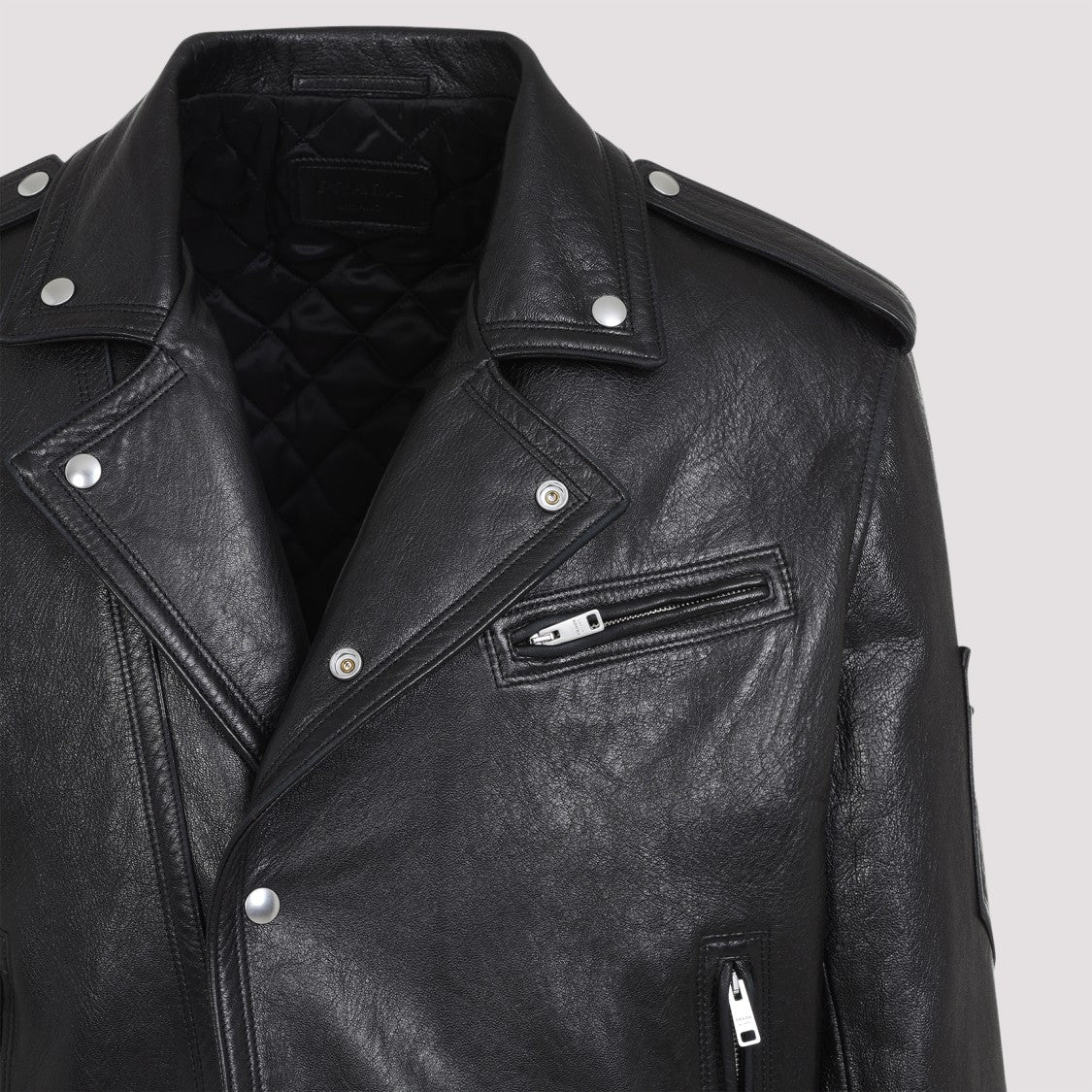 Prada Black Goat Leather Biker Jacket