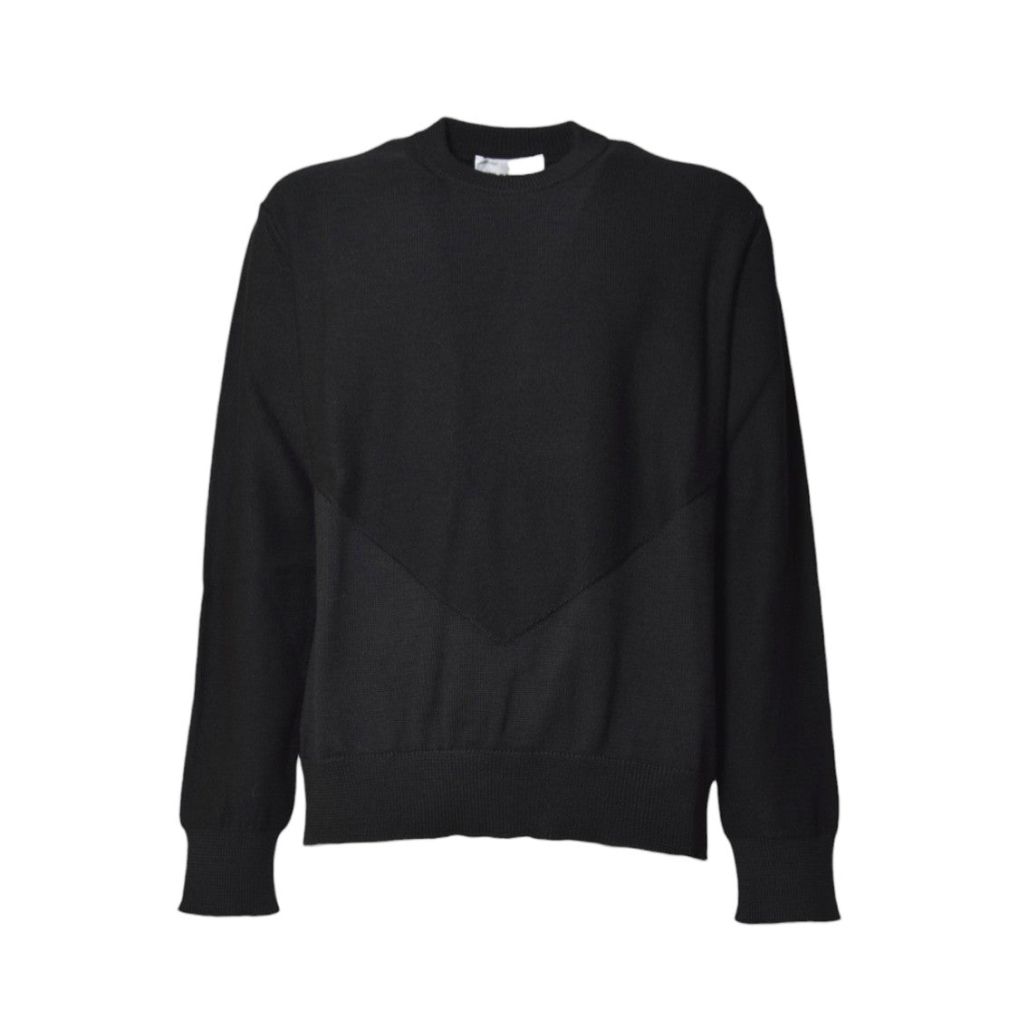 Jil Sander Subtle V-Knit Black Sweater With Classic Crew Neckline