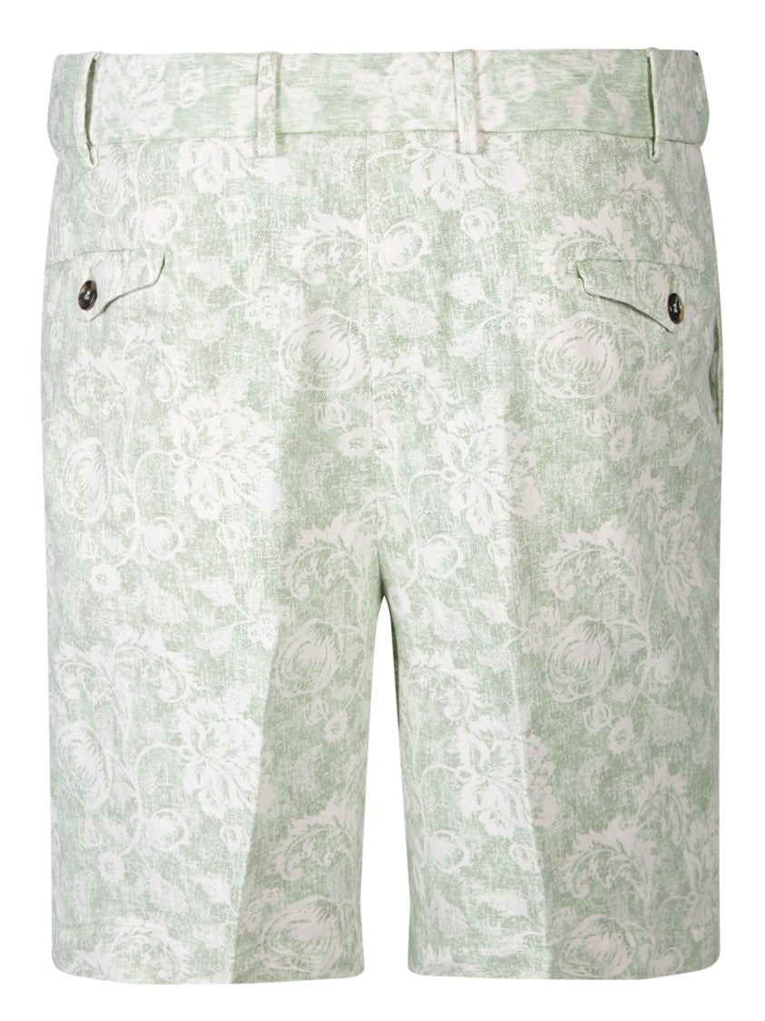 Dell'oglio Floral Print Linen Blend Shorts With Adjustable Drawstring