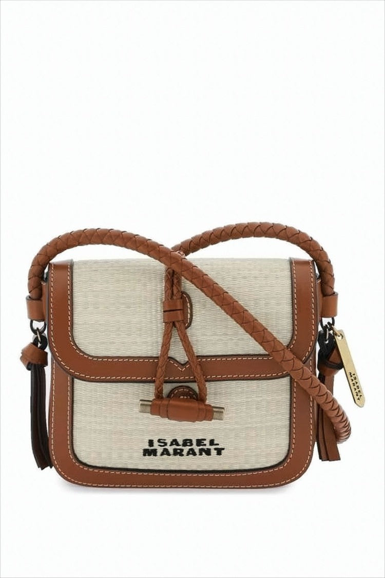 Isabel Marant Woven Beige Fabric And Leather Crossbody Bag