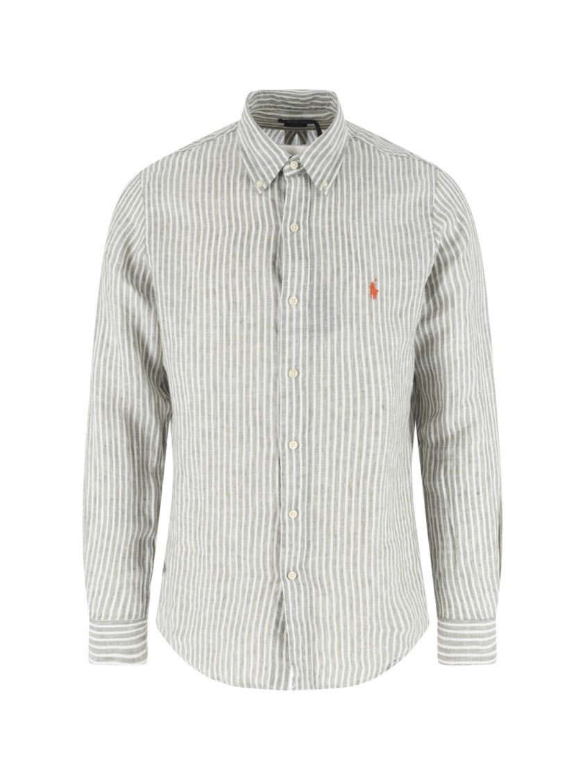 Polo Ralph Lauren Neutral Vertical Stripe Long-Sleeve Shirt