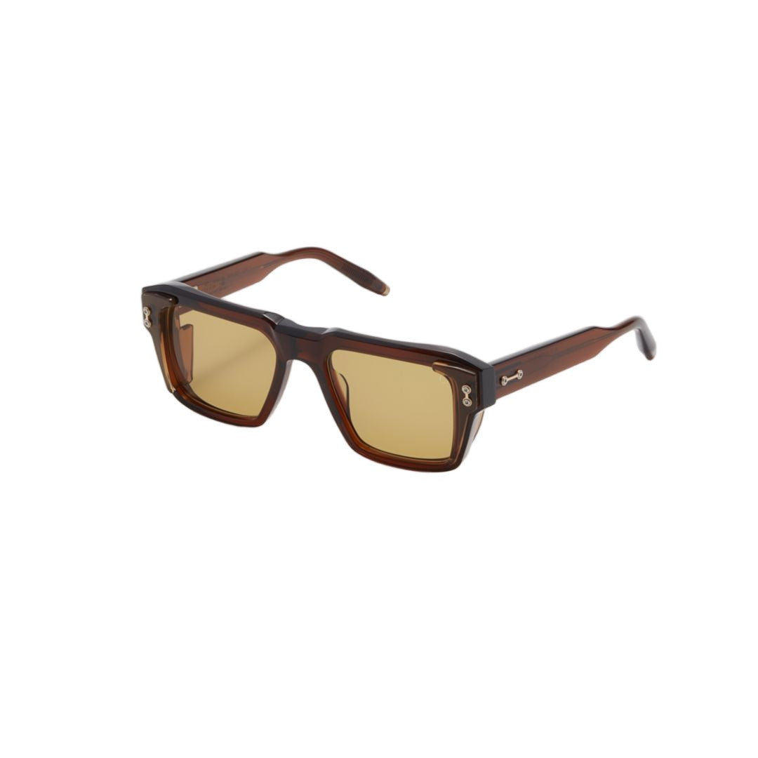 Akoni Rectangular Brown Tortoiseshell Sunglasses With Metallic Accents