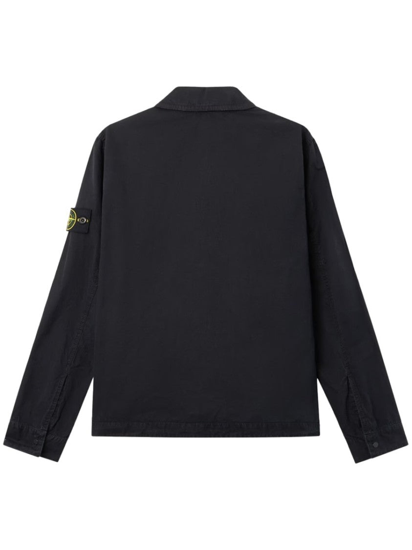 Stone Island Black Minimalist Patch Cotton Shirt