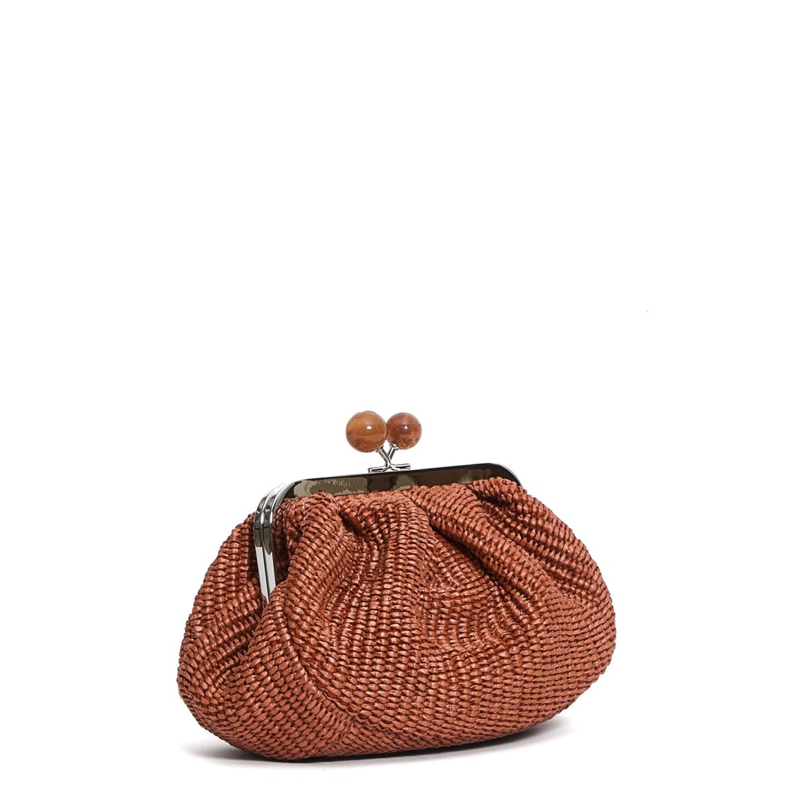 Max Mara Small Orange Raffia Pastry Clutch