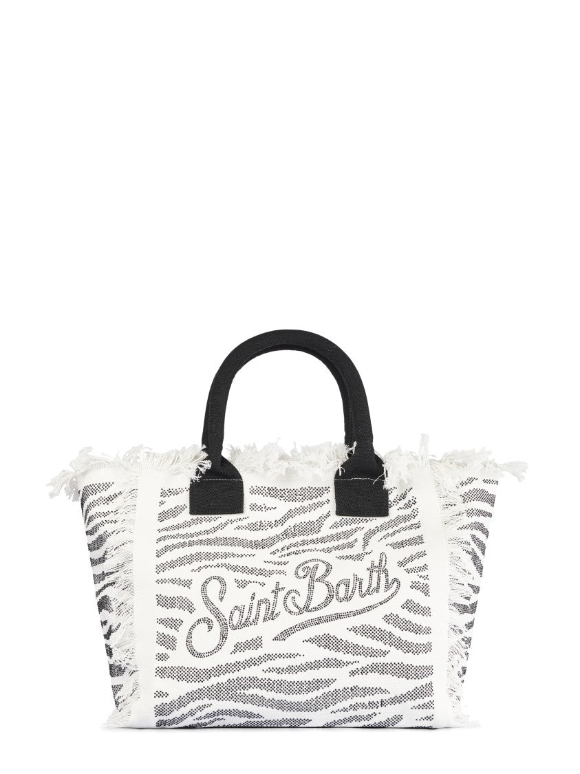 Mc2 Saint Barth Zebra Print Vanity Shoulder Bag With Fringed Edges