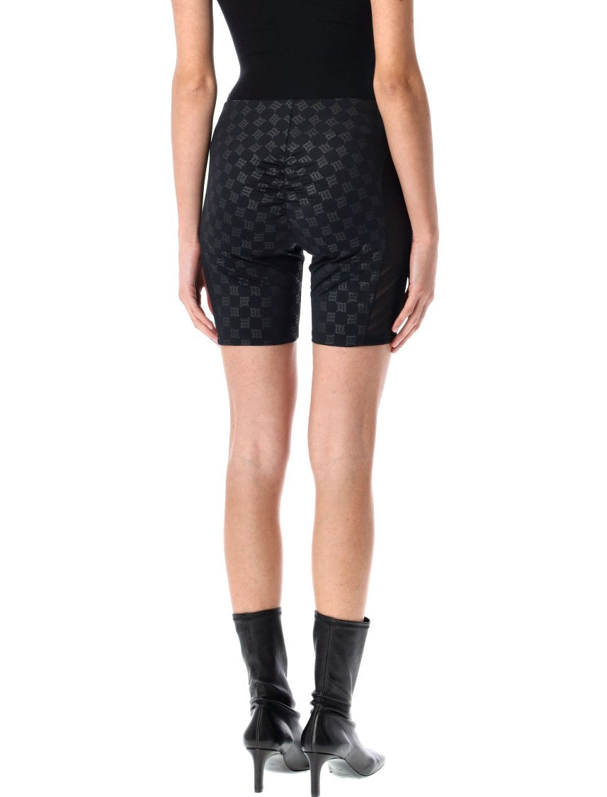 Misbhv Fitted Monogram Biker Shorts With Distinctive Pattern