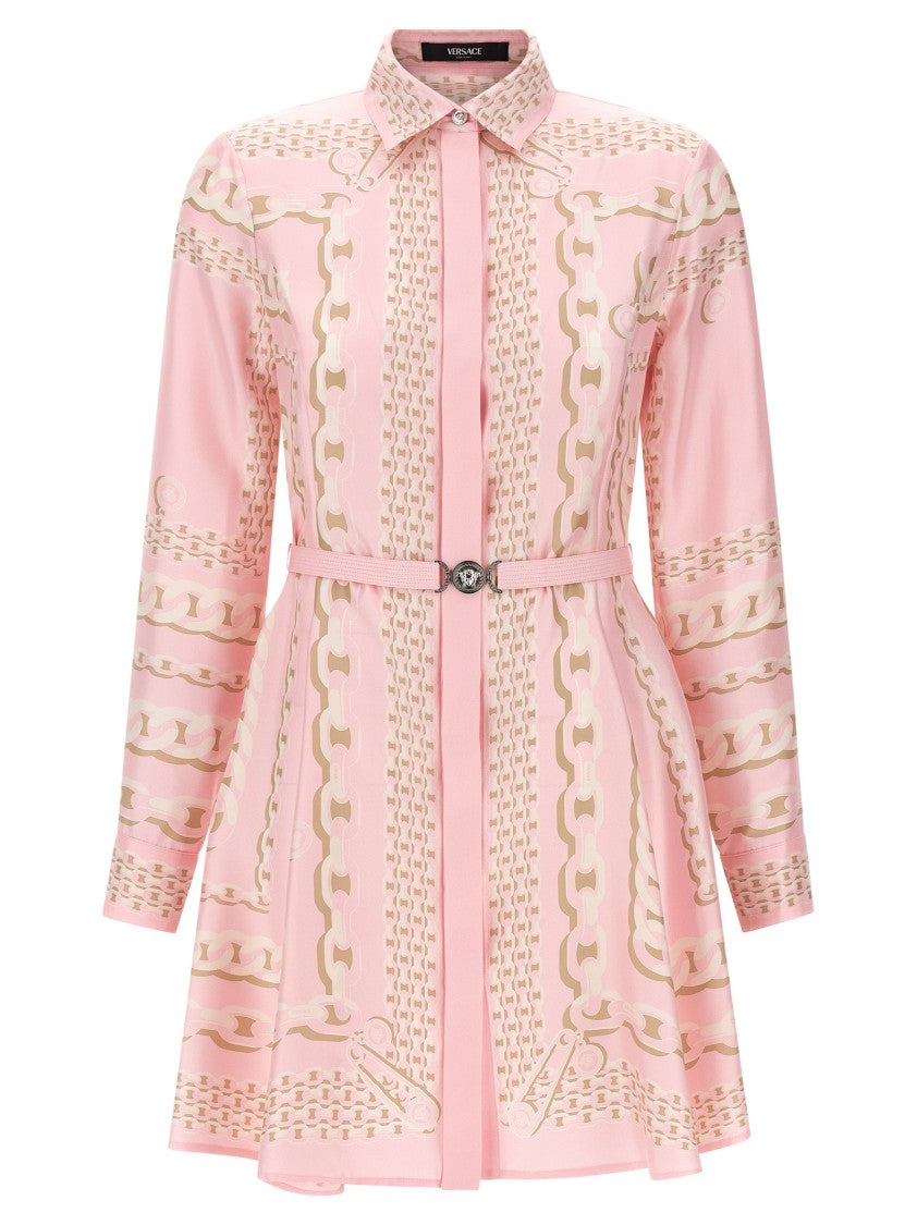 Versace Silk Twill Mini Dress With Foulard Print