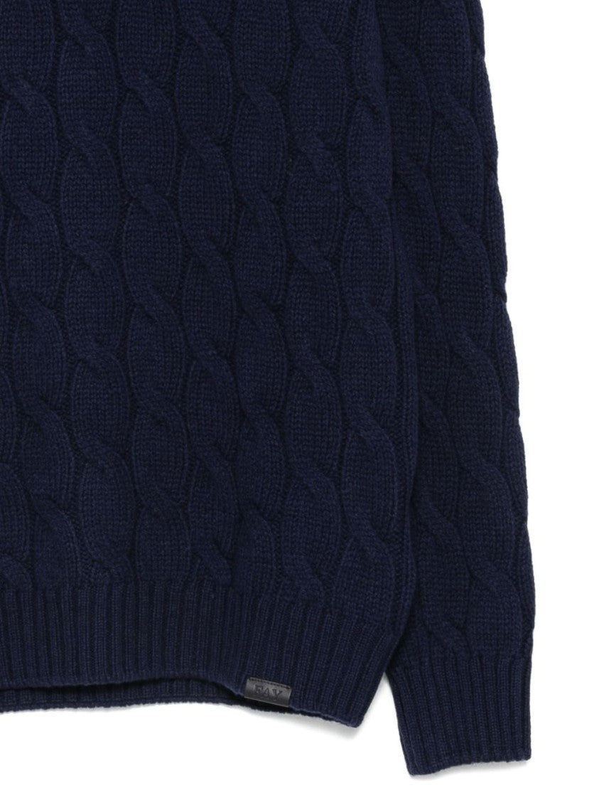 Fay Navy Blue Cable Knit Sweater