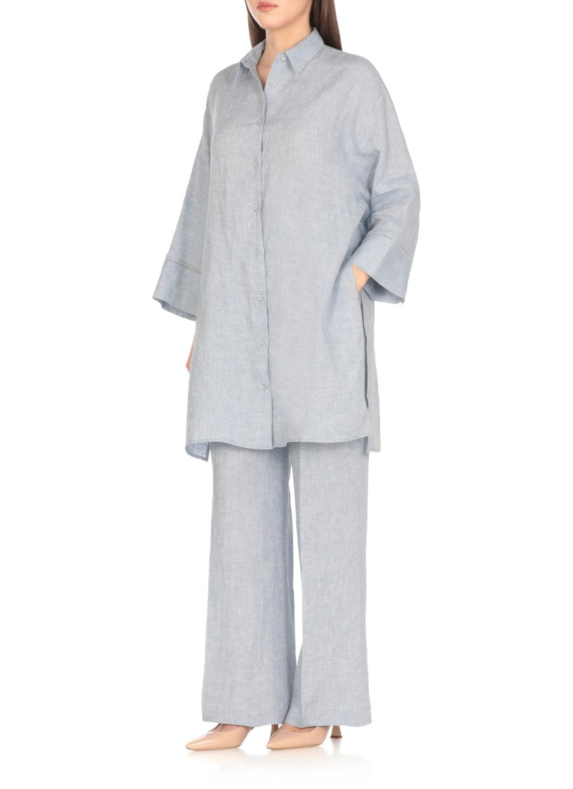 Peserico Light Blue Linen Chemisier Dress