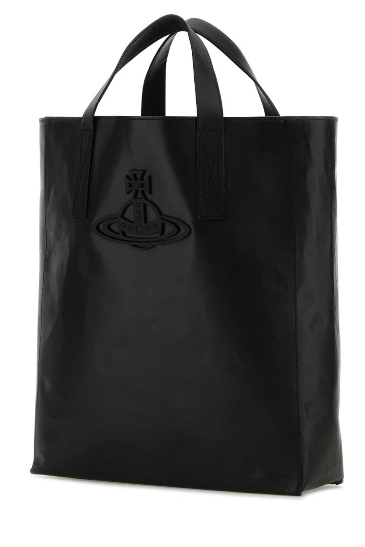 Vivienne Westwood Black Leather Medium Sarah Shopping Bag