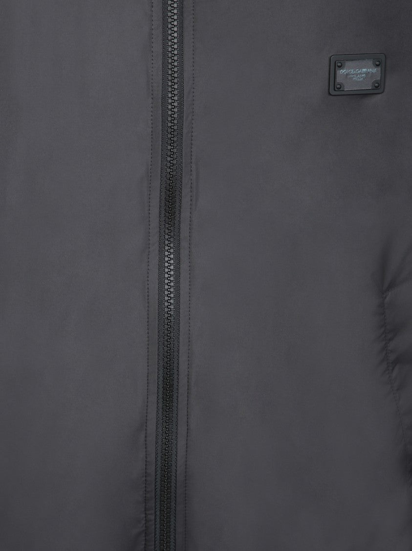 Dolce & Gabbana Black Nylon Jacket With Ribbed Detailing