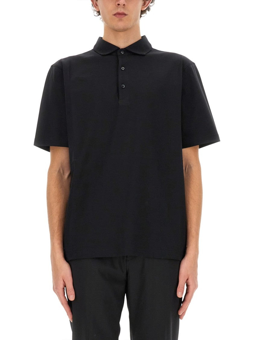 Lardini Black Jersey Polo With Classic Fit