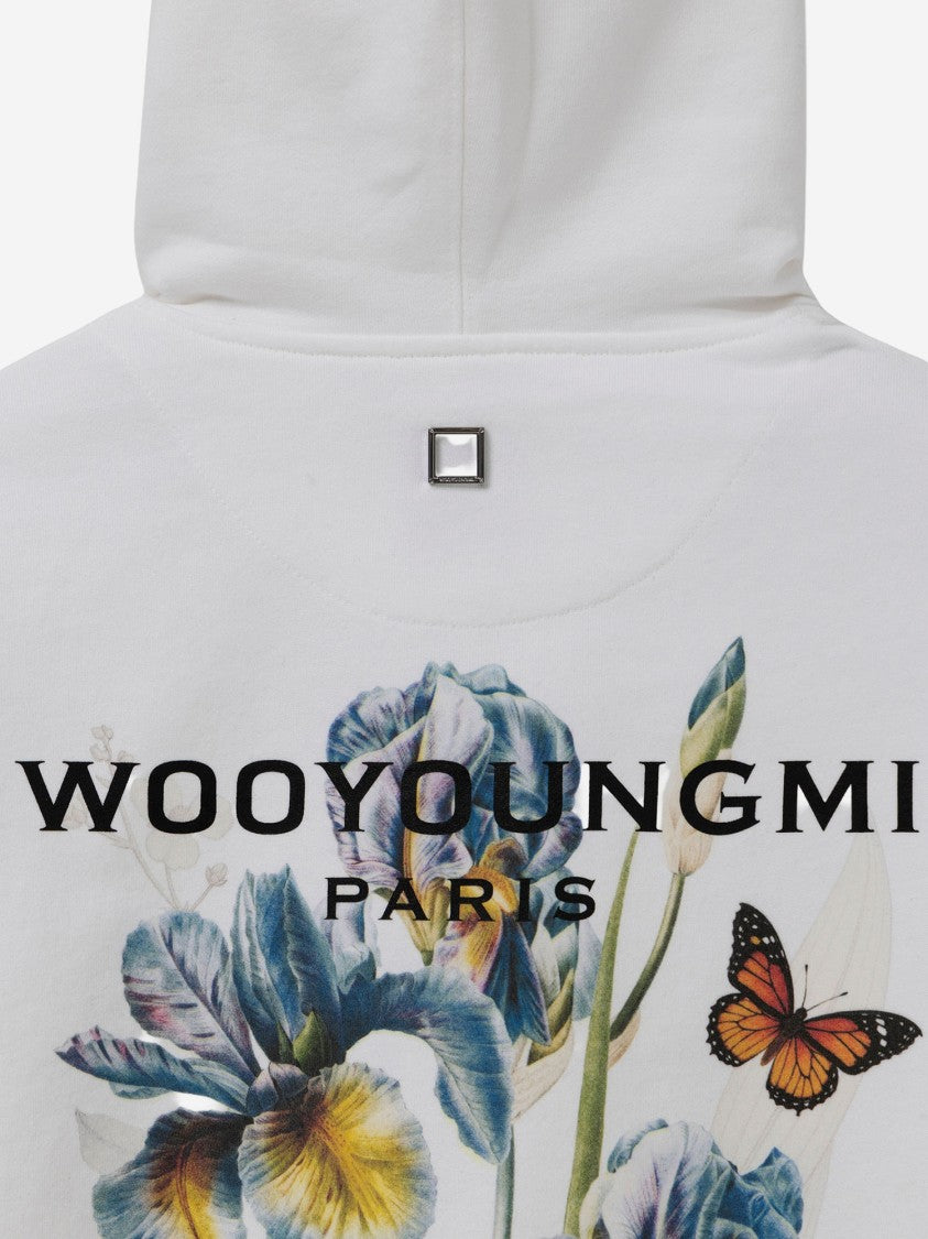 Wooyoungmi Cotton Hoodie With Drawstring Hood And Floral Graphic