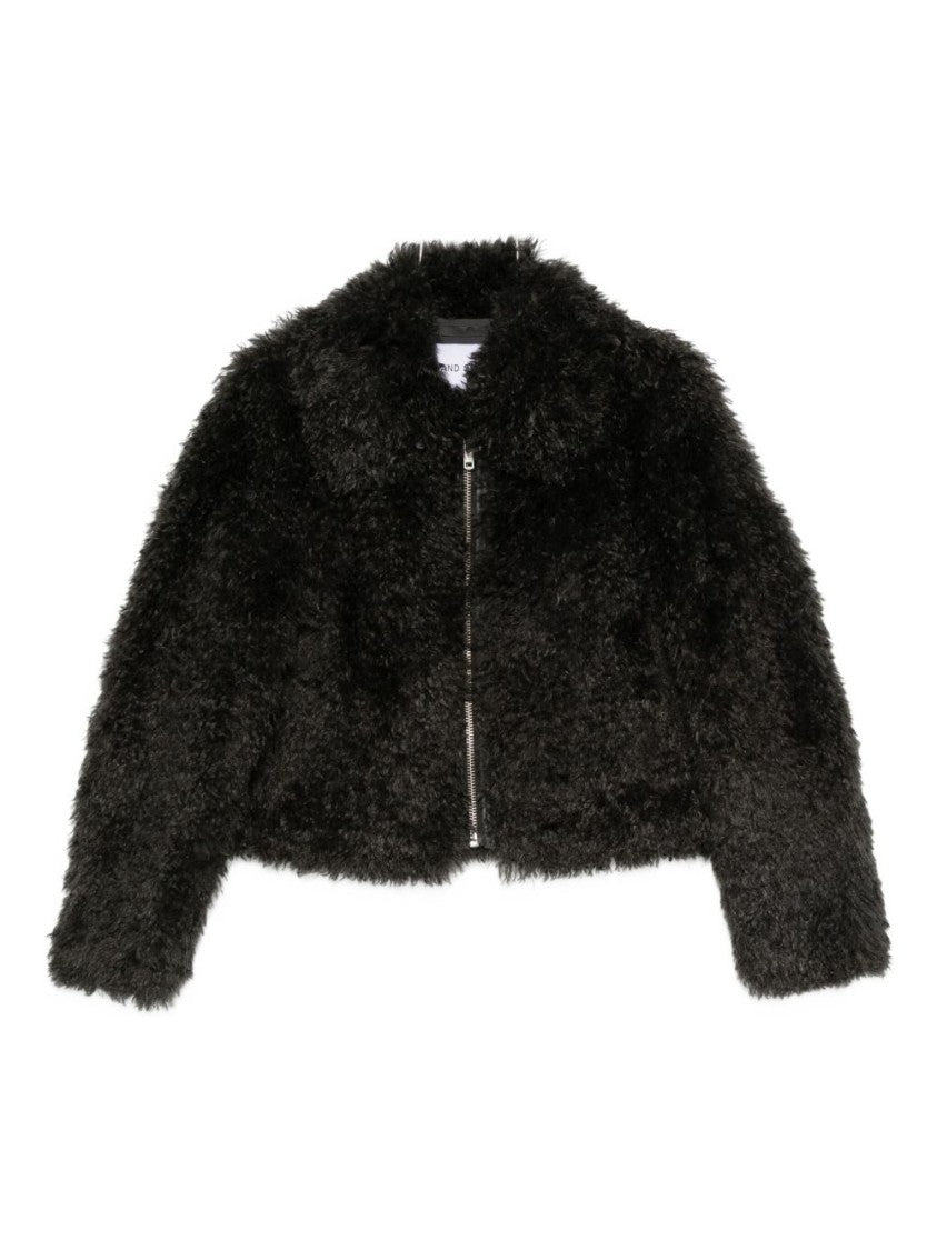 Stand Studio Plush Faux Fur Cropped Coat