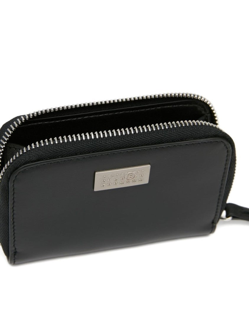 Mm6 By Maison Margiela Rectangular Black Wallet With Zip-Around Closure