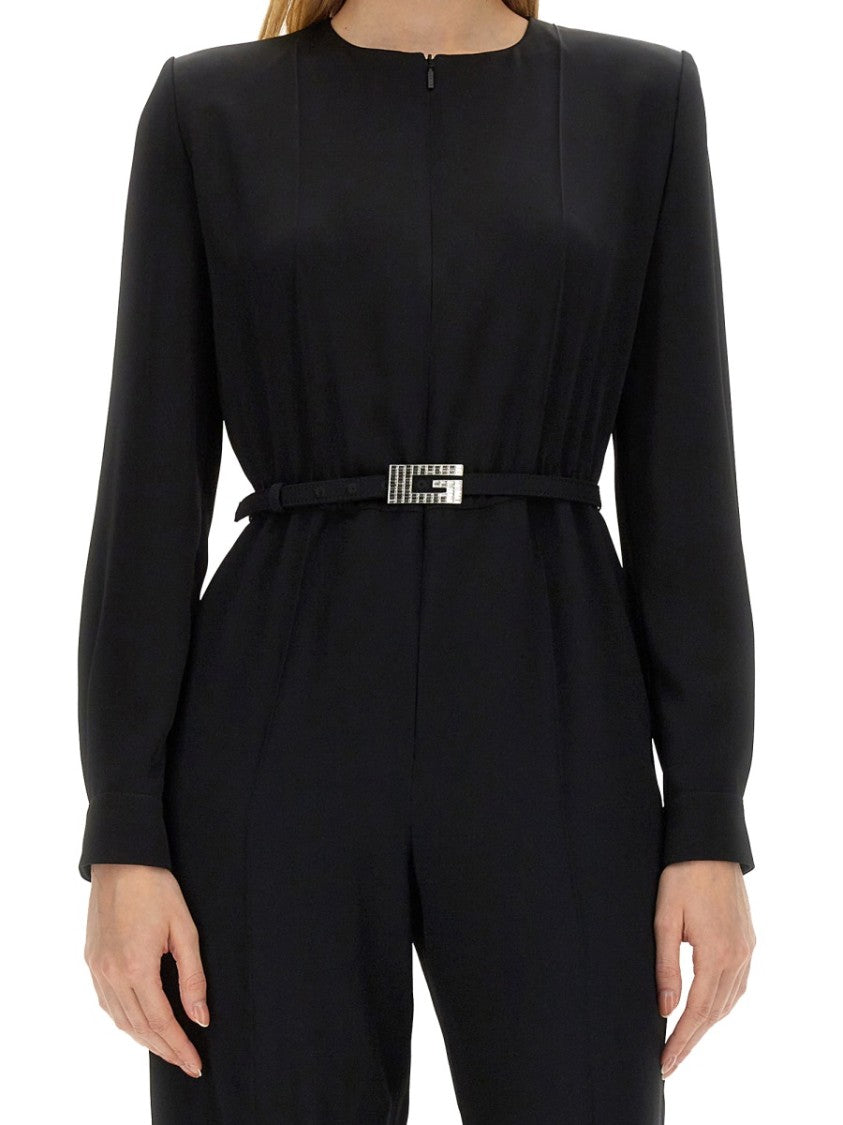 Gucci Viscose Jumpsuit With Belted Waist And Refined Silhouette