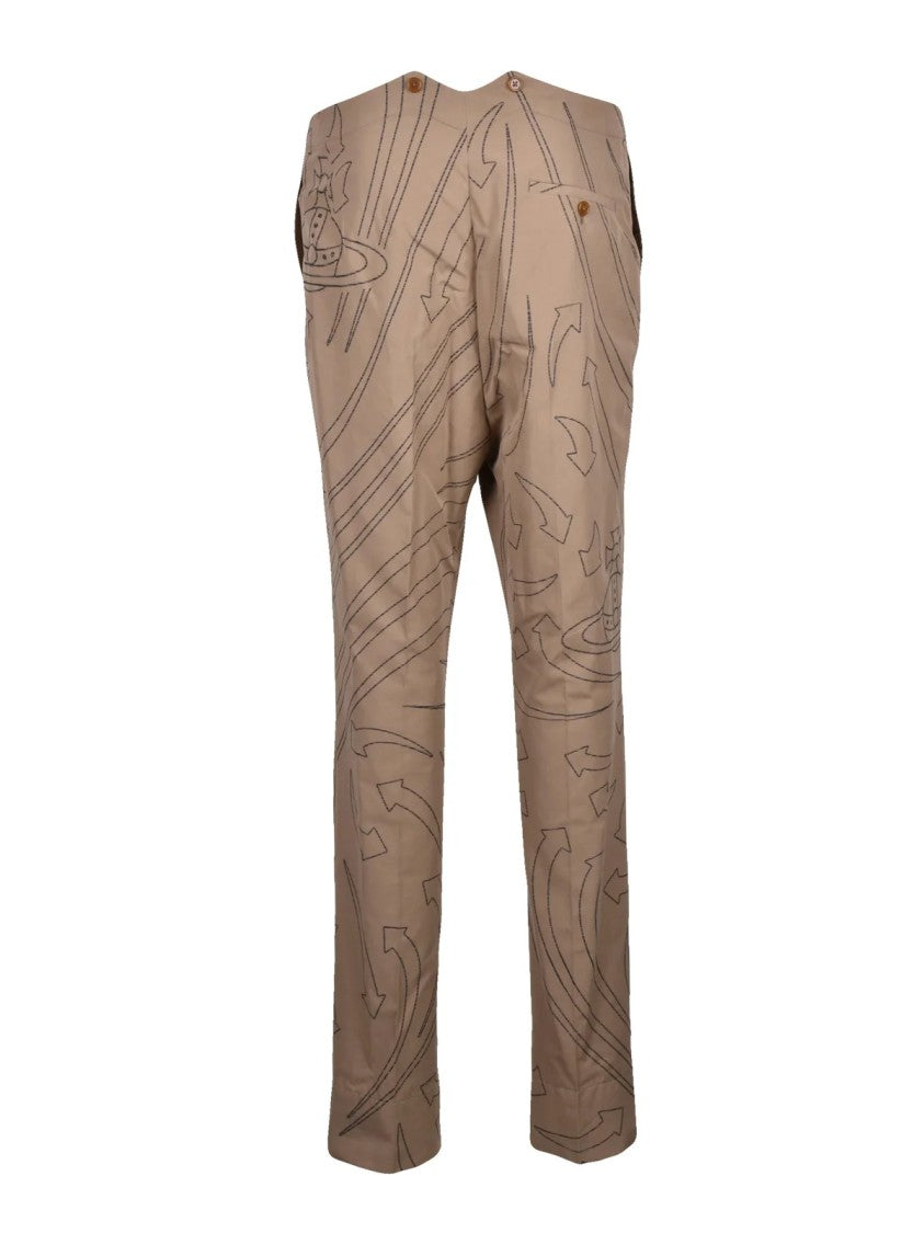 Vivienne Westwood Turquoise Classic Trousers With Abstract Arrow Pattern
