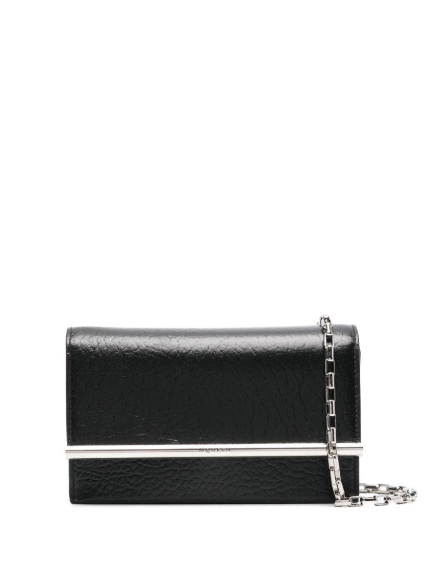 Alexander Mcqueen Textured Black Bag With Concealed Press-Stud