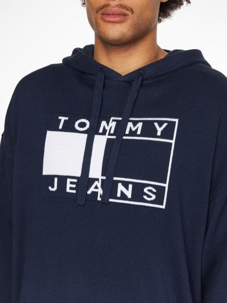 Tommy Jeans Navy Blue Graphic Hoodie With Adjustable Drawstring