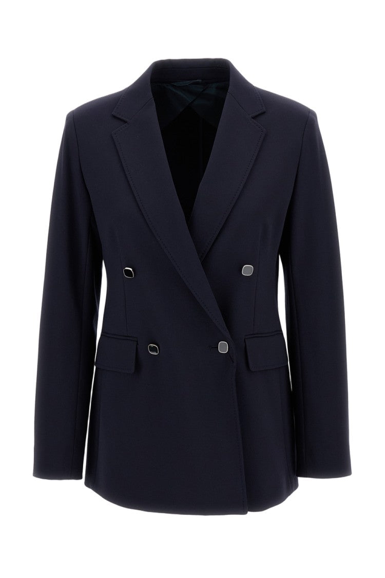 Max Mara Double-Breasted Punto Milano Jersey Blazer With Tailored Silhouette