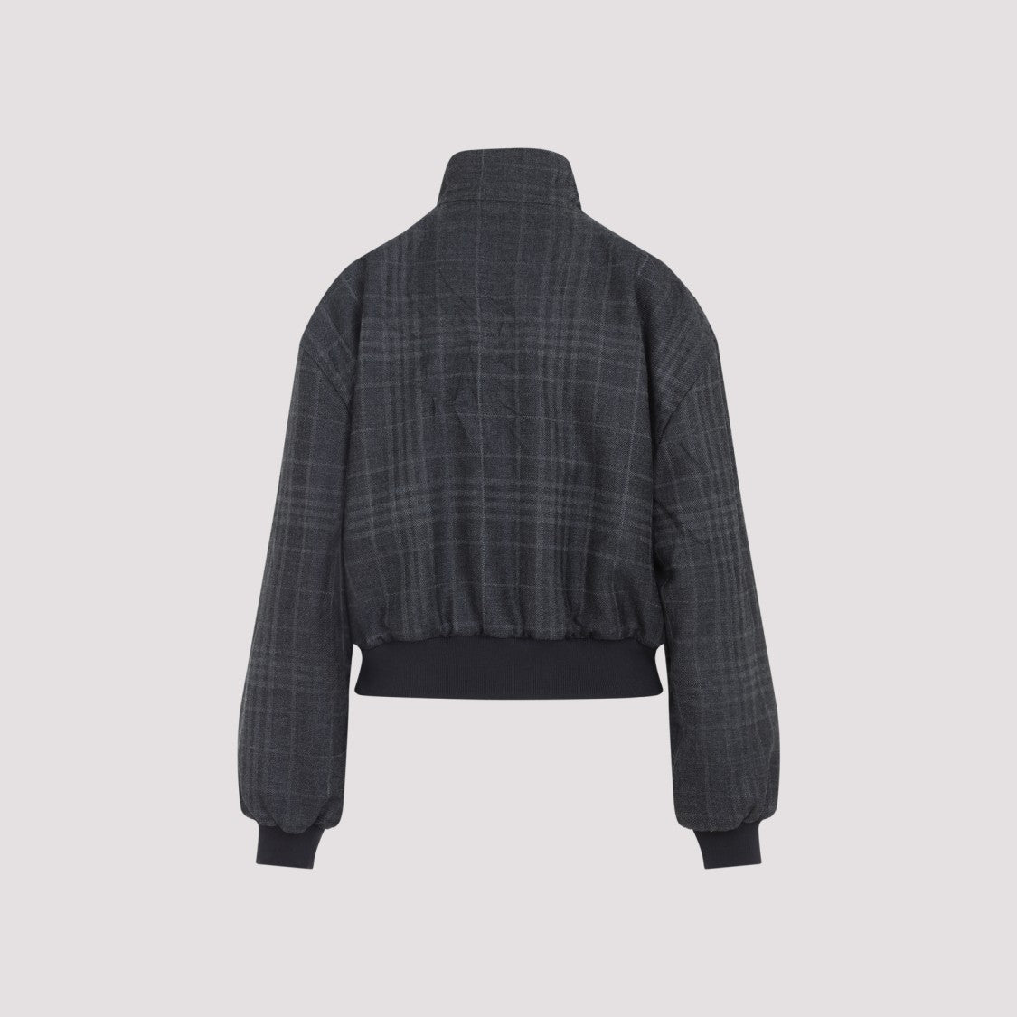 Balenciaga Cropped Plaid Jacket With High Collar