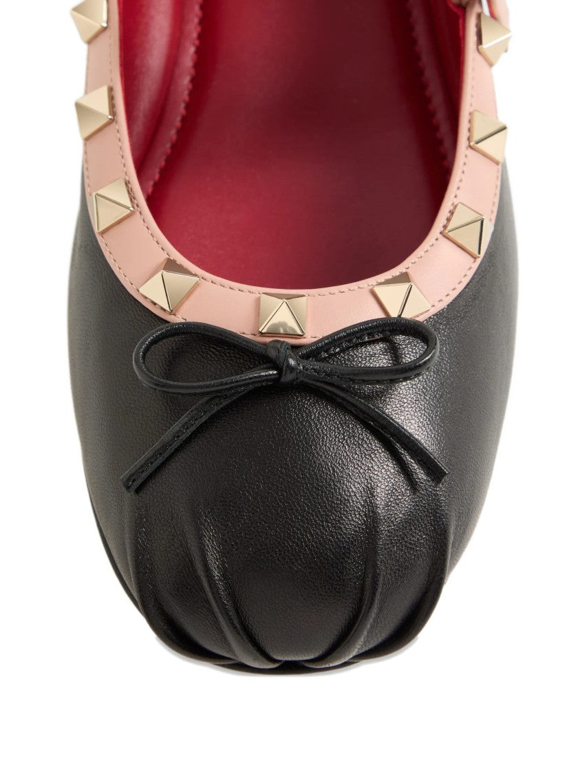Valentino Ballerina Rockstud Smooth Nappa Flats