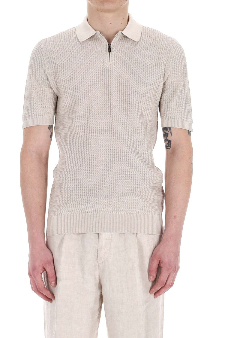 Eleventy Half-Zip Operato Cotton Polo
